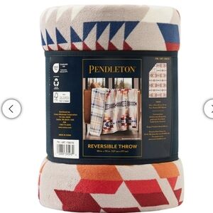 Pendleton Geometric Reversible Legend Lake Gray Red, Orange, Gray Throw Blanket